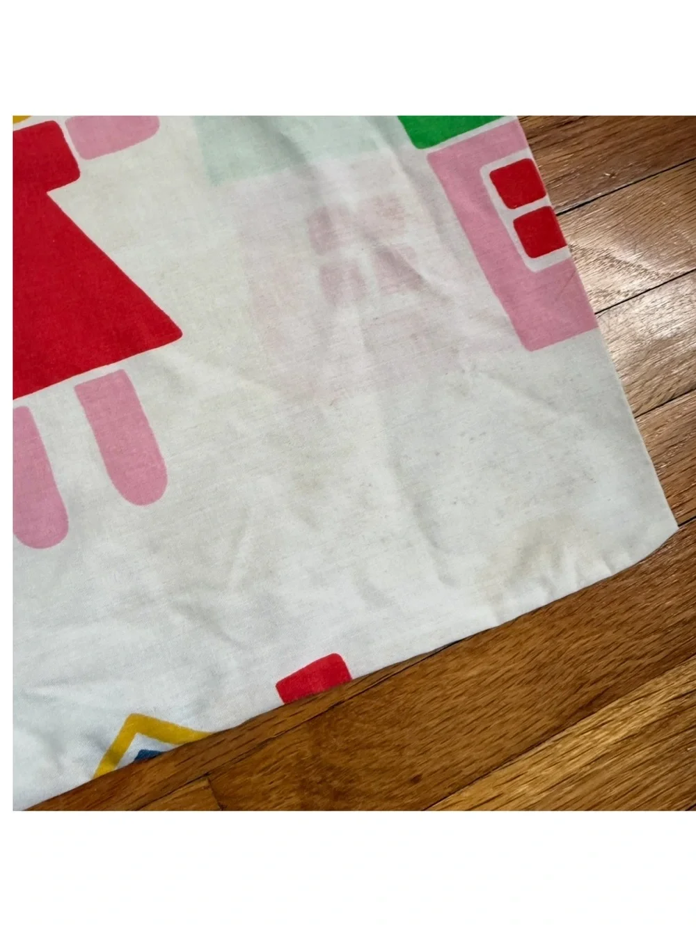 Vintage 1982 Marimekko Dan River Bo Boo Schoolhouse Pillow Case Primary Colors